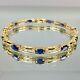 8.0ct Oval Cut Simulated Blue Sapphire Tennis Bracelet 925 Silver Gold Plated