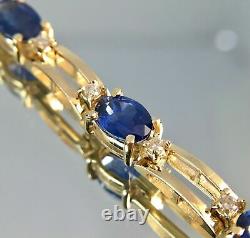 8.0Ct Oval Cut Simulated Blue Sapphire Tennis Bracelet 925 Silver Gold Plated