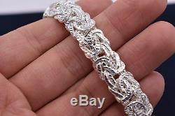 8 Diamond Cut Bold Byzantine Bracelet 14K White Gold Clad Sterling Silver QVC