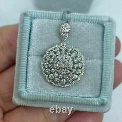 925 Silver 1.40 Ct Round Cut Simulated Diamond Pendant In 14k White Gold Plated