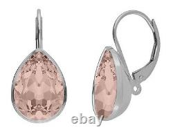 925 Silver Earrings Crystals From Swarovski Pear Fancy Stone Vintage Rose