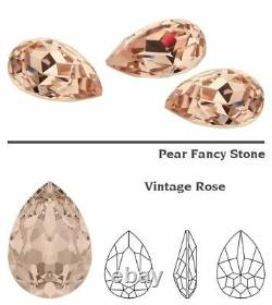 925 Silver Earrings Crystals From Swarovski Pear Fancy Stone Vintage Rose
