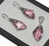 925 Silver Earrings/set Made With Swarovski Crystals 19mm Galactic- Antique Pink