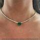 925 Silver Gold Plated 9 Ct Simulated Emerald & Diamond Tennis Necklace Women's