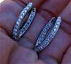 925 Silver Round Cut Simulated Diamond Hoop Earrings In 14k White Gold Plated