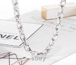 925 Sterling Silver 9mm Oval Link Chain Rolo Cable Two Locks Necklace for Unisex