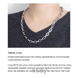 925 Sterling Silver 9mm Oval Link Chain Rolo Cable Two Locks Necklace for Unisex