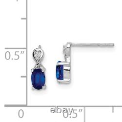 925 Sterling Silver Diamond Sapphire Oval Stud Earrings Elegant Jewelry for