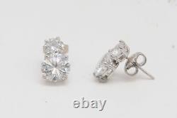 925 Sterling Silver Earrings Cubic Zirconia Brilliant Cut Double Round Brilliant