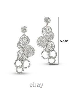 925 Sterling Silver Earrings Cubic Zirconia Handmade Jewelry Circle DropFor