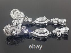 925 Sterling Silver Earrings Cubic Zirconia Handmade Jewelry Pear Brilliant-cut