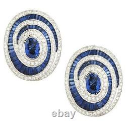 925 Sterling Silver Earrings Cubic Zirconia Handmade high Jewelry Baguette Oval