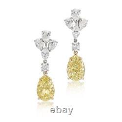 925 Sterling Silver Earrings Cubic Zirconia Jewelry YellowDangle Pear Shape