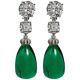 925 Sterling Silver Earrings Cubic Zirconia Round Assc Green Cabochon Dangle