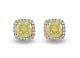 925 Sterling Silver Earrings Cubic Zirconia Studcanary Yellow Cushion Halo