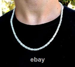 925 Sterling Silver Men King Bali Byzantine Chain Necklace 4mm 55GR 24 Handmade