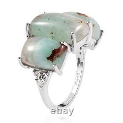 925 Sterling Silver Platinum Plated 3 Stone Ring Jewelry Gift Size 10 Ct 16.5
