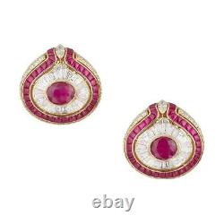 925 Sterling Silver Studs Earrings Cubic Zirconia Women Pink & White Jewelry