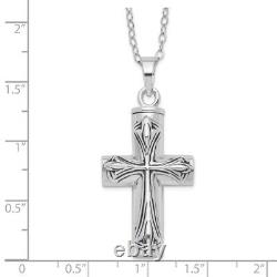 925 Sterling Silver Vintage Cross Ash Holder 18 inch Necklace Jewelry Pendant