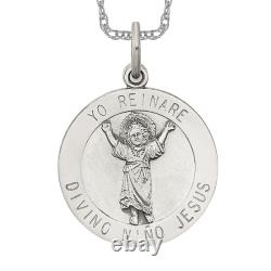 925 Sterling Silver Vintage Divino Nino Medal Divine Infant Jesus Jewelry