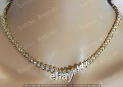 9.50 Ct Simulated Diamond 18'' Women's Tennis Necklace 925 Silver Gold Plated