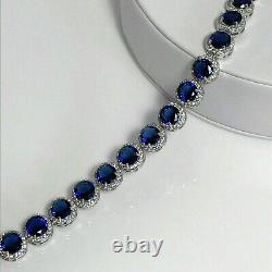 9ct Round Cut Simulated Blue Sapphire Women's Bracelet White Gold Plated