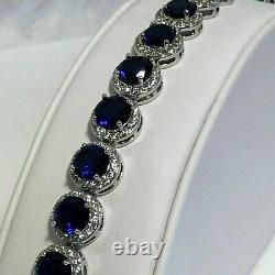 9ct Round Cut Simulated Blue Sapphire Women's Bracelet White Gold Plated