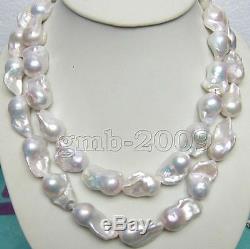 AAA+ Rare Huge LARGE 12-20MM WHITE PEARL NECKLACE 35LONG