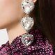 Alessandra Rich Crystal Triple Heart Earrings