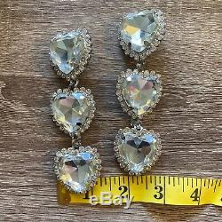 ALESSANDRA RICH crystal triple heart earrings