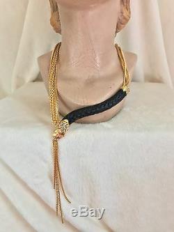 ALEXIS BITTAR Gold Tone Black Lucite SNAKE Asymmetrical Necklace
