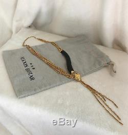 ALEXIS BITTAR Gold Tone Black Lucite SNAKE Asymmetrical Necklace
