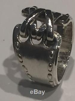 AUTHENTIC Hermes Beautiful Corset Sterling Silver 925 Ring Size 3.5