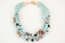 Akola light blue multi-strand amazonite glass beaded collar necklace NEW $350