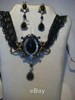 Alchemy Gothic pendant necklace and earring set in pewter She walks in Beauty