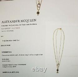 Alexander Mcqueen Signed Gold Tone Double Chain Pearl/crystal Necklace, Nwot