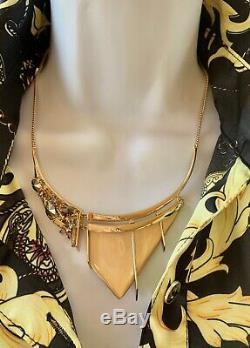 Alexis Bittar $275 Gold Lucite Multi-stone Bib Statement Necklace 10k Goldplated