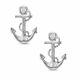 Anchor Stud Earrings Solid 10k White Gold Round Cut For Women