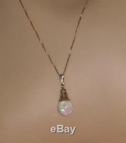 Antique 14K Gold Horace Welch Floating Opal Pendant and Necklace Beautiful
