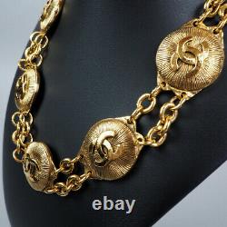 Antique CHANEL Necklace Pendant Coco Mark GP Gold Large Motif Vintage Ladies