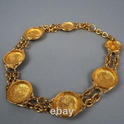 Antique CHANEL Necklace Pendant Coco Mark GP Gold Large Motif Vintage Ladies