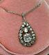 Antique Victorian Old Cut Pendant Chain Necklace Halo Anniversary Gift Her 16