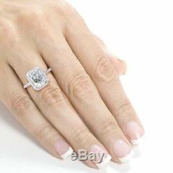 Asscher Cut 1.20Ct Diamond Halo Engagement Wedding Ring 14k White Gold Over