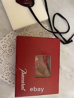 Auth Boxed Baccarat Necklace Crystal Red Heart Pendant Accessories vGood Cond