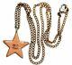 Auth Chanel Cc Logo Peach Star Pendant Gold Tone Chain Necklace Rare Vintage