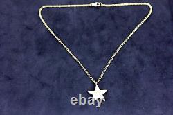 Auth CHANEL CC Logo Peach Star Pendant Gold Tone Chain Necklace Rare Vintage