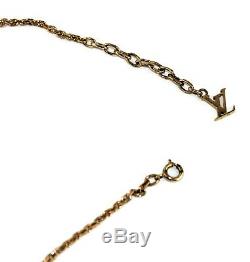 Auth LOUIS VUITTON Collier Gamble Necklace Pendant Brass Gold stone Italy GL1111