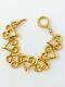 Auth Ysl Yves Saint Laurent Vintage Gold Tone Bracelet Heart Link Beautiful
