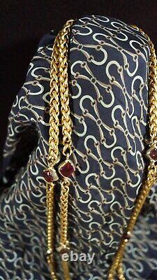 Authentic CHANEL 1971-1980 Gold Tone & Red Gripoix Glass Necklace