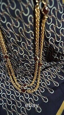 Authentic CHANEL 1971-1980 Gold Tone & Red Gripoix Glass Necklace
